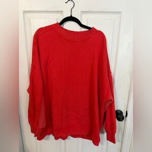 aerie Coral Red Knit Crewneck